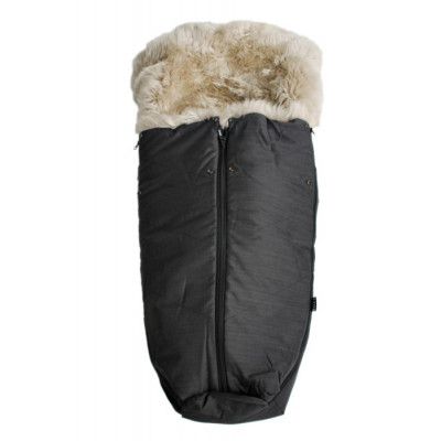 Bozz Åkpåse Ergo lammskinn långhårig (svart-melange linen)