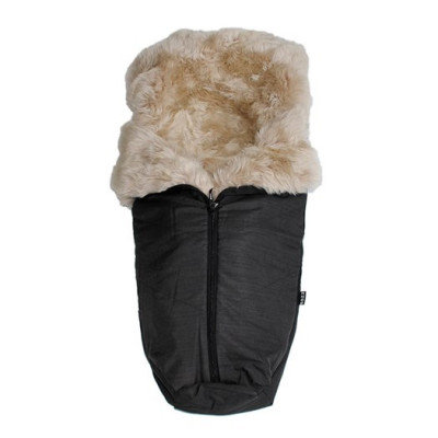 Bozz åkpåse ergonomisk lammskinn, svart melange/linen långhårig