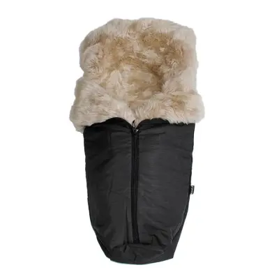 Bozz åkpåse ergonomisk lammskinn, svart melange/linen långhårig