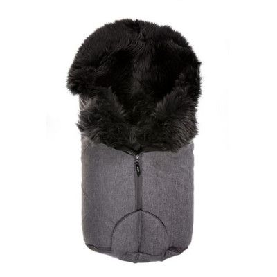 Bozz åkpåse lammskinn, grå melange/grå långhårig