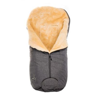 Bozz åkpåse lammskinn, grå melange/natur korthårig