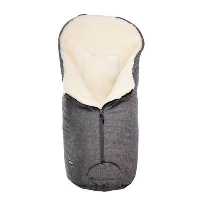 Bozz åkpåse lammskinn, grå melange/vit korthårig
