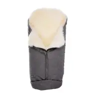 Bozz åkpåse lammskinn, grå melange/vit långhårig