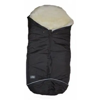 Bozz åkpåse lammskinn, grå/vit långhårig