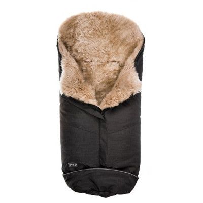 Bozz åkpåse lammskinn, svart melange/linen långhårig