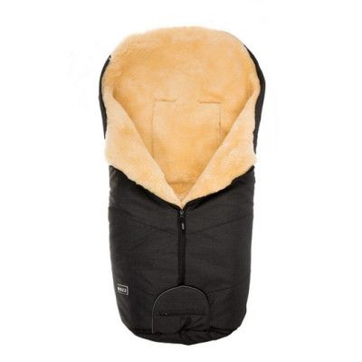 Bozz åkpåse lammskinn, svart melange/natur kårthårig