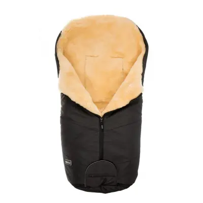 Bozz åkpåse lammskinn, svart melange/natur kårthårig