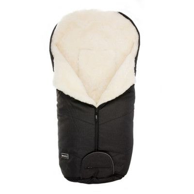 Bozz åkpåse lammskinn, svart melange/vit korthårig