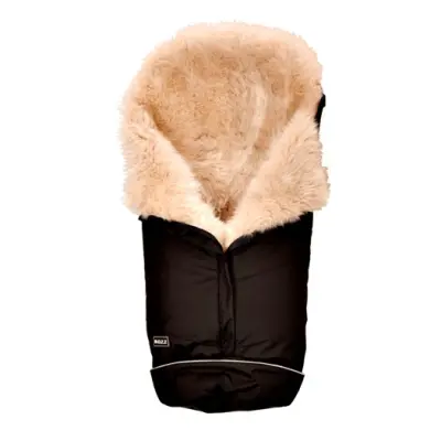 Bozz åkpåse lammskinn, svart/linen långhårig