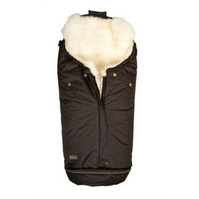 Bozz åkpåse lammskinn, svart/vit långhårig