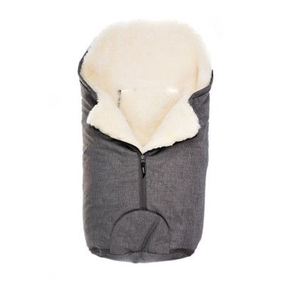 Bozz åkpåse small lammskinn, grå melange/vit korthårig