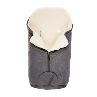 Bozz åkpåse small lammskinn, grå melange/vit korthårig