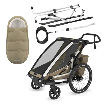 Thule Chariot Cross 1 cykelvagn G3 + Chariot Skiing Kit + Elements high performance åkpåse M/L