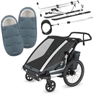 Thule Chariot Cross 2 cykelvagn G3 + Chariot Skiing Kit + Elements high performance åkpåse M/L