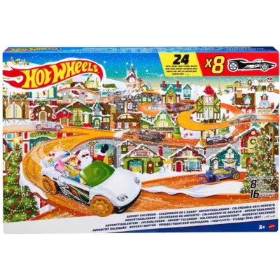 Adventskalender - 8 bilar och 16 tillbehör - Hot Wheels