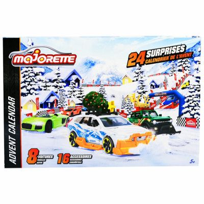 Adventskalender med 8 bilar (1 st Volvo 90) och 16 tillbehör - Majorette