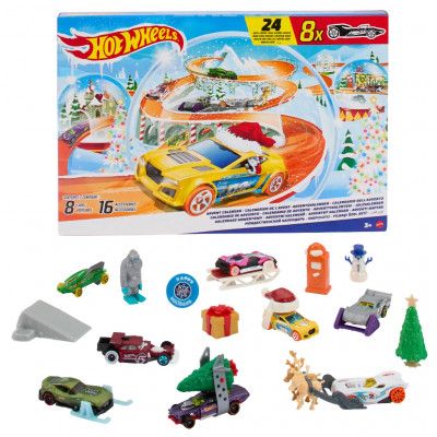 Hot Wheels Adventskalender 2024 - 8 Bilar och 16 Tillbehör