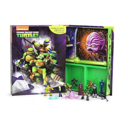 StorOchLiten Ninja Turtles, Sagobok med figurer&lekmatta