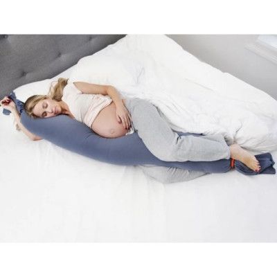bbhugme gravid- och amningskudde, dusty blue/orange