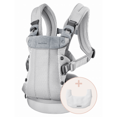BabyBjörn Bärsele Harmony med haklapp - Silver / 3D-mesh