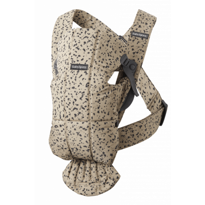 BabyBjörn - Bärsele Mini - Beige/Mörkgrå print / Vävd