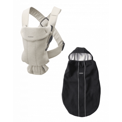 BabyBjörn Bärsele Mini med överdrag - Ljusbeige / 3D-jersey