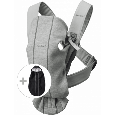 BabyBjörn Bärsele Mini med överdrag - Ljusgrå / 3D-jersey