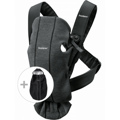 BabyBjörn Bärsele Mini med överdrag - Svartgrå / 3D-jersey