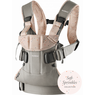 BABYBJÖRN Bärsele One - Varmgrå/Rosa strössel, Cotton Mix