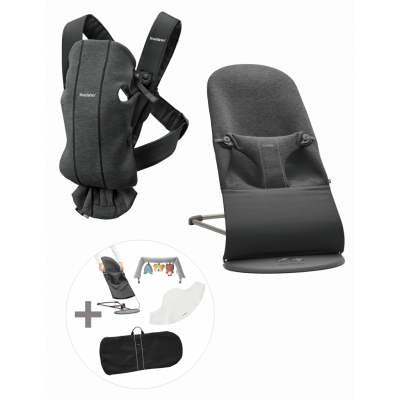 BabyBjörn Medium Startkit för nyfödda - Svartgrå / 3D-jersey