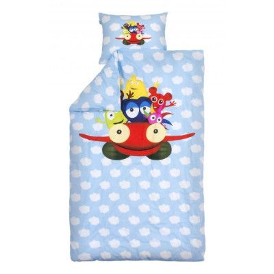 Babblarna Påslakanset 150x210 cm Vi flyger (Ljusblå)