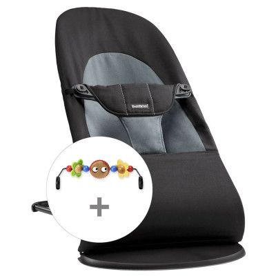 Babybjörn Balance Soft bomull, svart/mörkgrå, inkl lekbåge