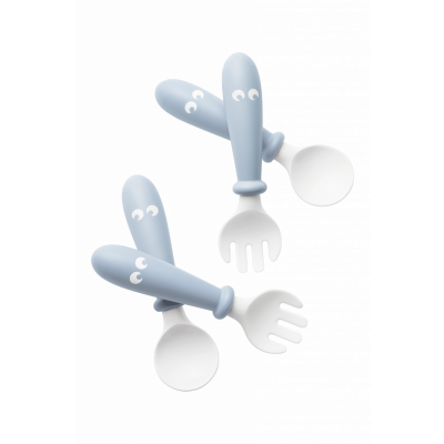 BabyBjörn - Barnsked och Gaffel, 4 delar - Blekblå