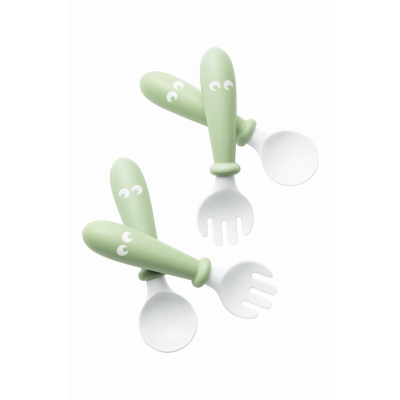 BabyBjörn - Barnsked och Gaffel, 4 delar - Blekgrön