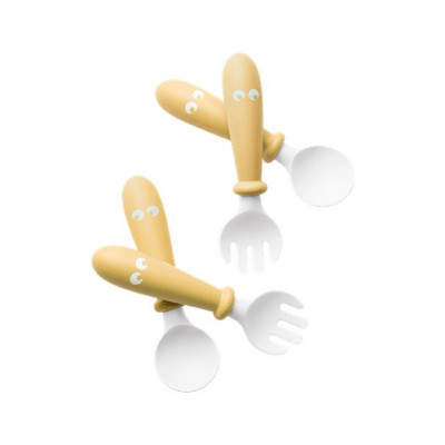 Babybjörn barnsked&gaffel 4 delar, blekgul