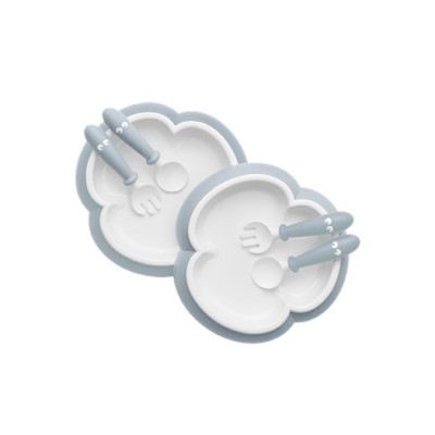 Babybjörn barntallrik, sked&gaffel 2 set, blekblå