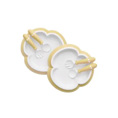 Babybjörn barntallrik, sked&gaffel 2 set, blekgul