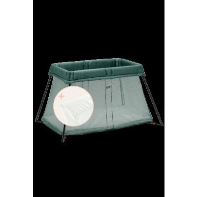 BabyBjörn - Resesäng Light - Mörkgrön / Mesh inkl överdragslakan