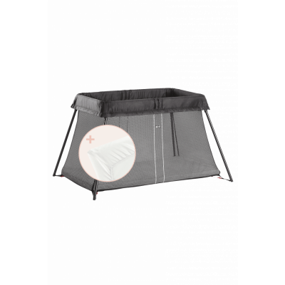 BabyBjörn - Resesäng Light - Svart / Mesh inkl överdragslakan