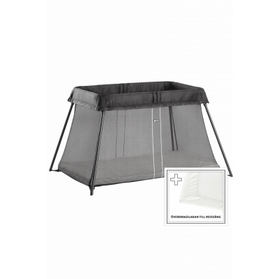 BABYBJÖRN Resesäng Light - Svart, Mesh inkl överdragslakan