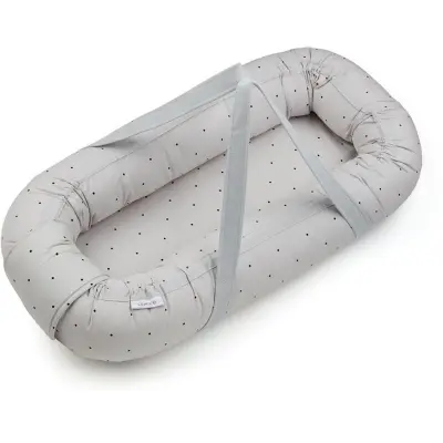 Liewood babynest Gro, classic dot dumbo grey