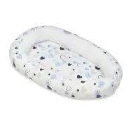 PQP Babynest - Blåa Hjärtan med Vit Insida