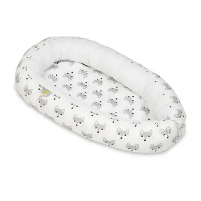 PQP Babynest - Grå Räv med Vit insida