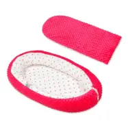 PQP Babynest - Med Dyna - Grå Och Rosa Stjärnor På Vitt