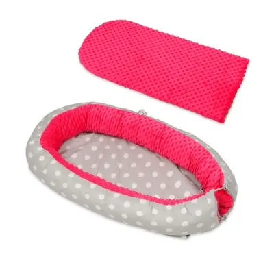 PQP Babynest - Med Dyna - Polka Dots On Grey