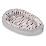 PQP Babynest - Med Dyna - Rosa-Svart-Grå Hjärtan