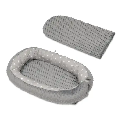 PQP Babynest - Med Dyna - Vita Stjärnor På Grått