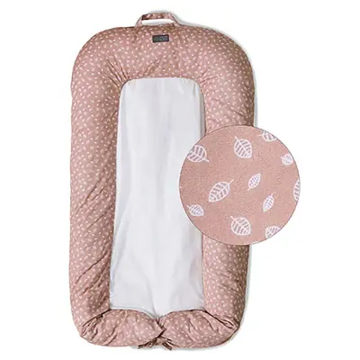 Vinter&Bloom babynest, nordic leaf misty rose