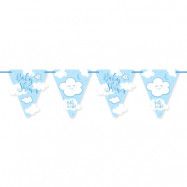 Baby Shower Banderoll Ljusblå Hello World 6m