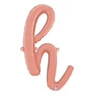 Bokstavsballong Script Roséguld - Bokstav H